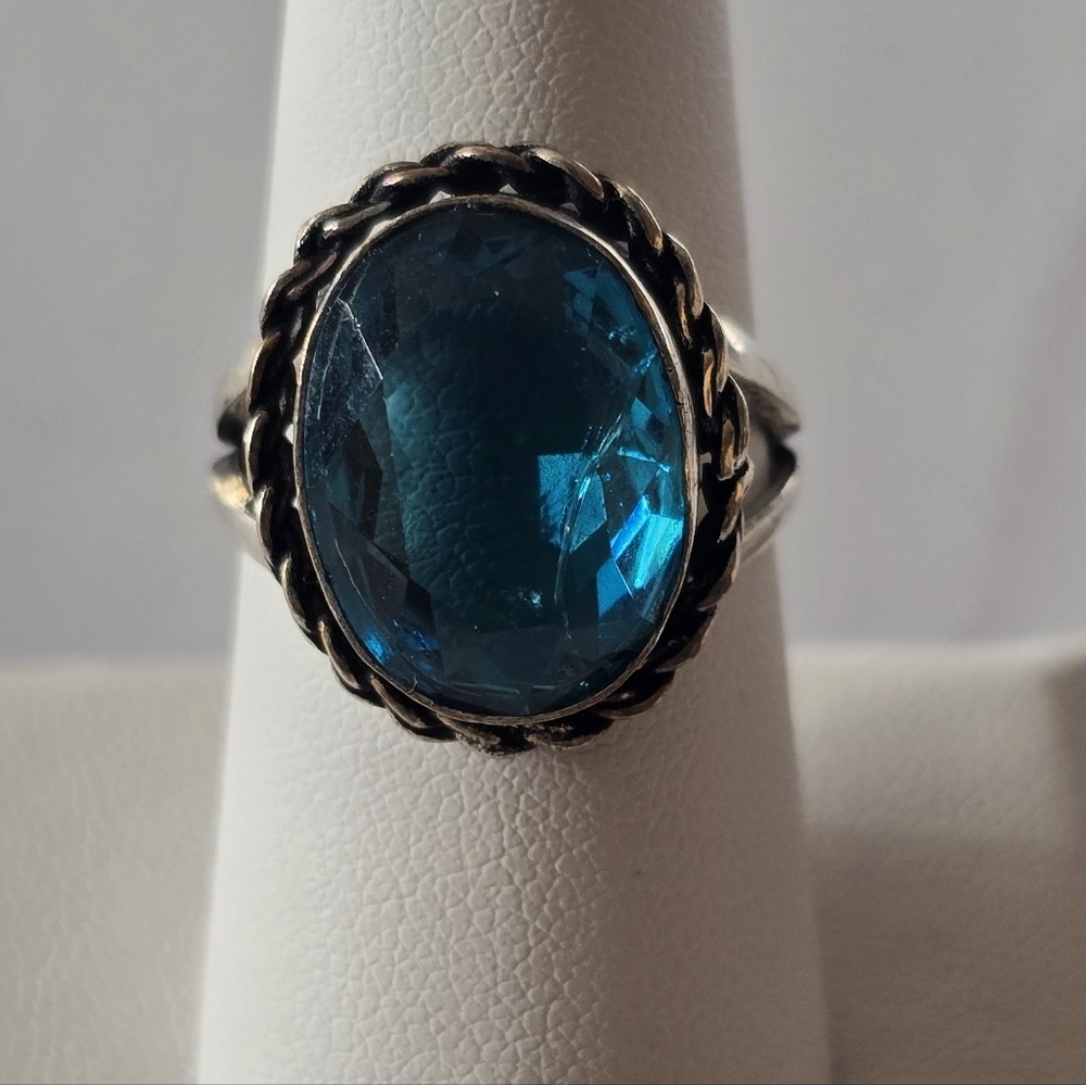 Vintage Sterling Silver Ring With Blue Topaz